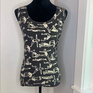 Bali Dog Yoga poses print muted Black White Tank Top terry cloth inside